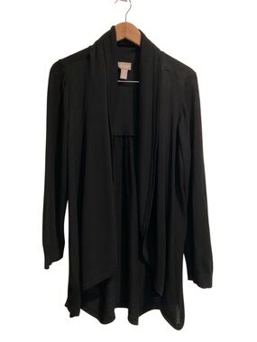 Chico’s‎ Black Waterfall Open Front Cardigan Sweater Long Sleeve